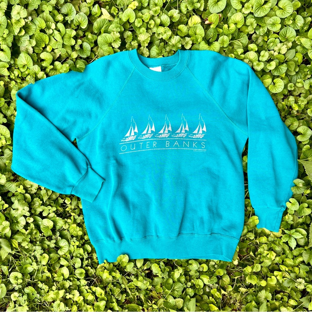 🐦‍🔥2 for $20🐦‍🔥 1992 teal Outer Banks crewneck sweatshirt